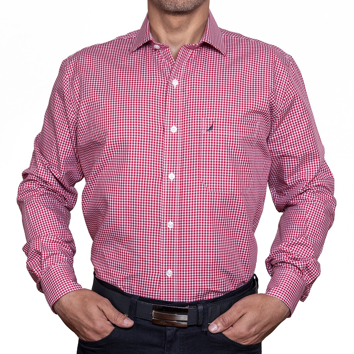 Nautica Camisa para Caballero Rojo Cuello 15 Manga 32/33