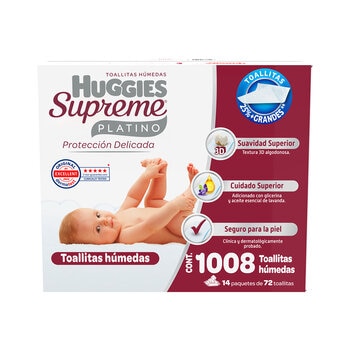 Huggies Supreme Platino Toallitas Húmedas para Bebé 1008 pzas