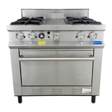 Estufa profesional San-Son de 4 quemadores, plancha y horno