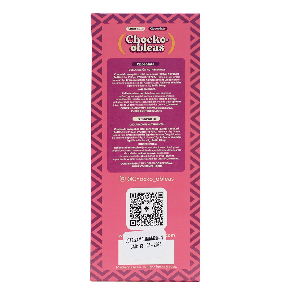 Chocko Obleas con Relleno Sabor a Chocolate 24 pzas de 27 g