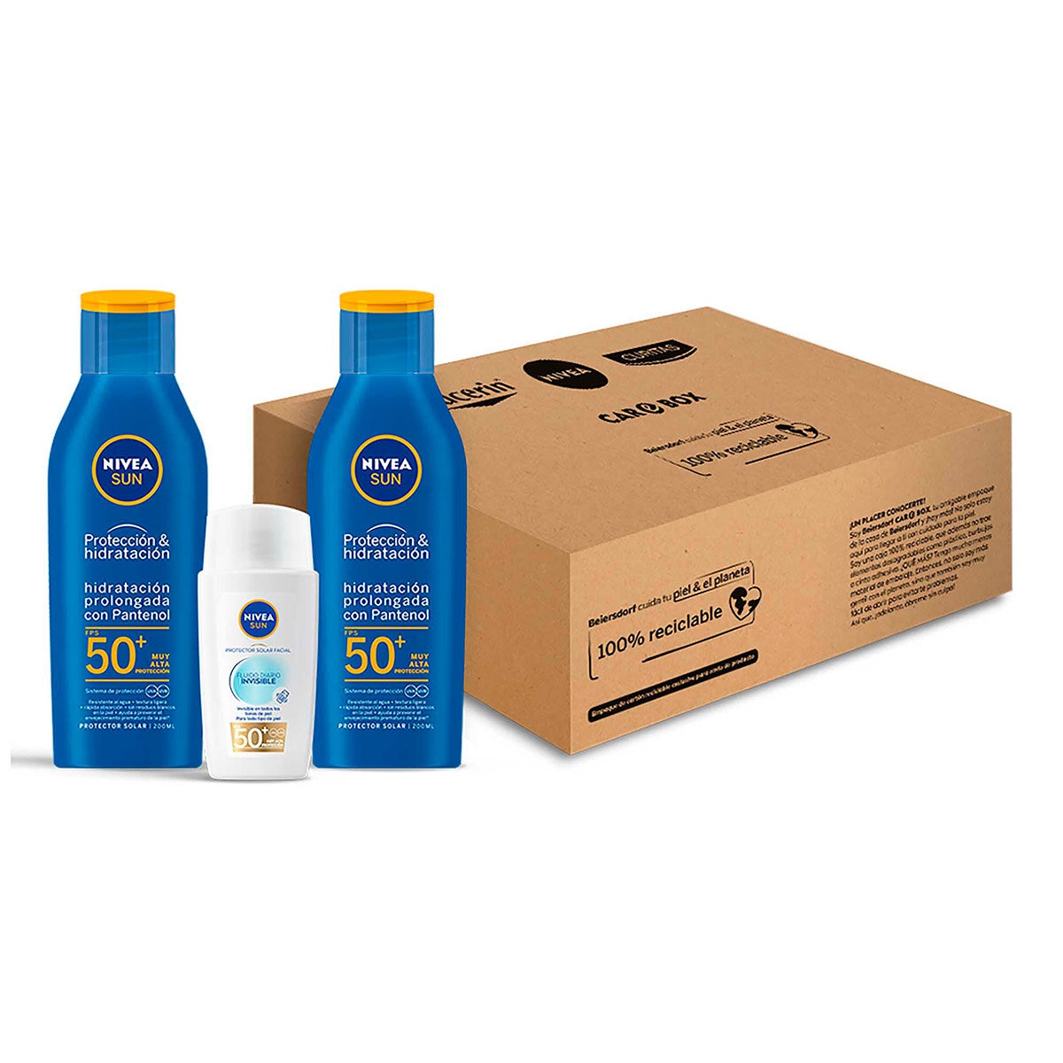 Nivea Sun 2 pzas de 200 ml c/u + Protector solar facial de 40 ml