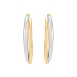 Aretes, Arracadas de Doble Fila, Oro Dos Tonos 14K Aretes, Arracadas de Doble Fila, Oro Dos Tonos 14K