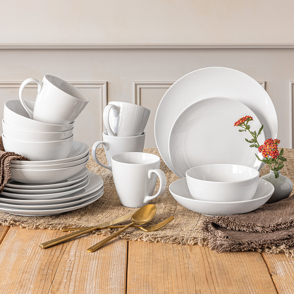 Over & Back Juego de Vajilla de Porcelana 20 Piezas