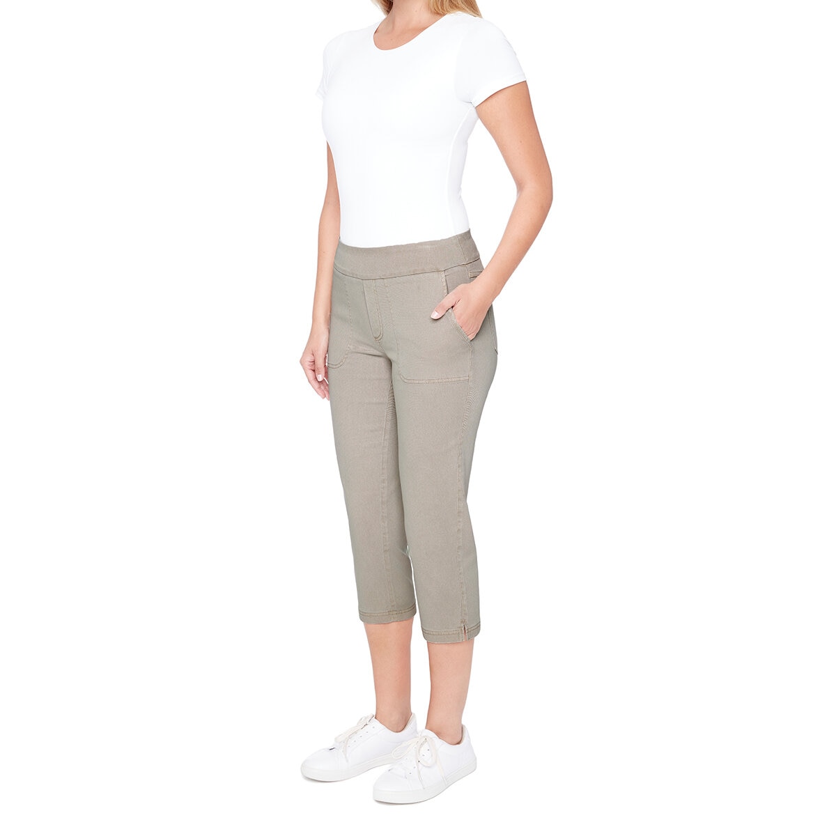 S.C. & CO Pantalones Capri para Dama Gris Extra Grande