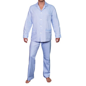 Emporio Colombo, Pijama Caballero, Camisa y Pantalón,  Estampado Azul Liso, Varias Tallas