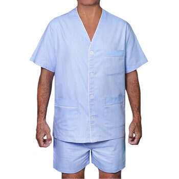 Emporio Colombo, Pijama para Caballero, Camisa y Short, Rayas Color Azul, Varias Tallas
