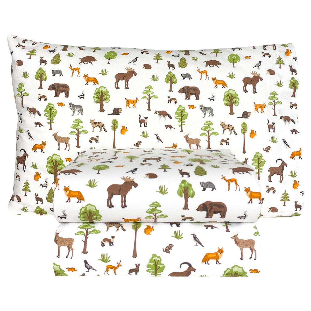 Flannel From Portugal, Juego de Sábanas de Franela, Tamaño Individual 3 piezas, Winter Animal