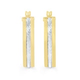 Aretes, Arracadas de Cuerda Triangular, Oro Amarillo de 14K