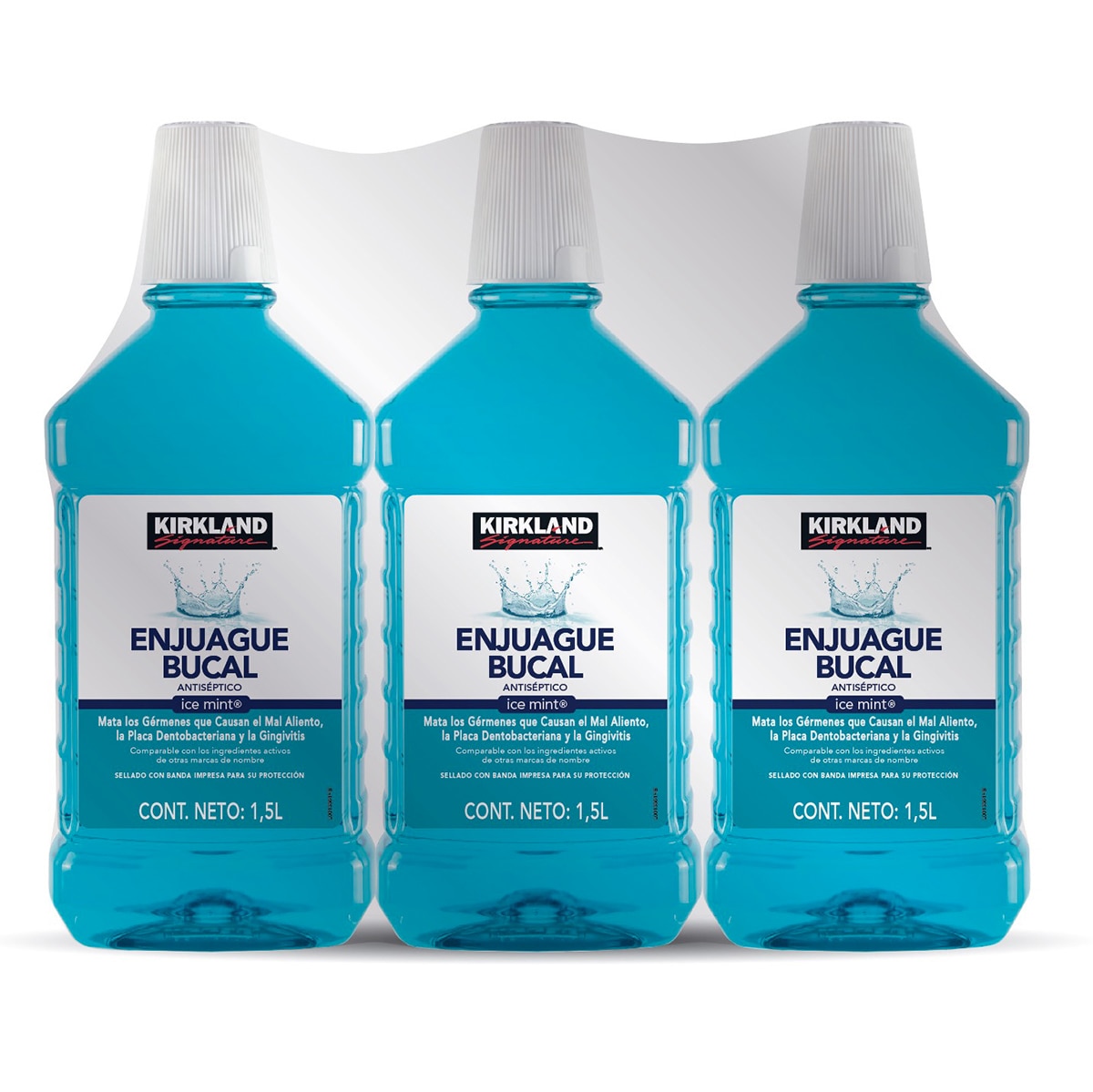 Kirkland Signature, enjuague bucal sabor menta (3 botellas de 1.5L)