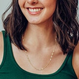 Collar de Estaciones Redondas, Oro Dos Tonos 14K