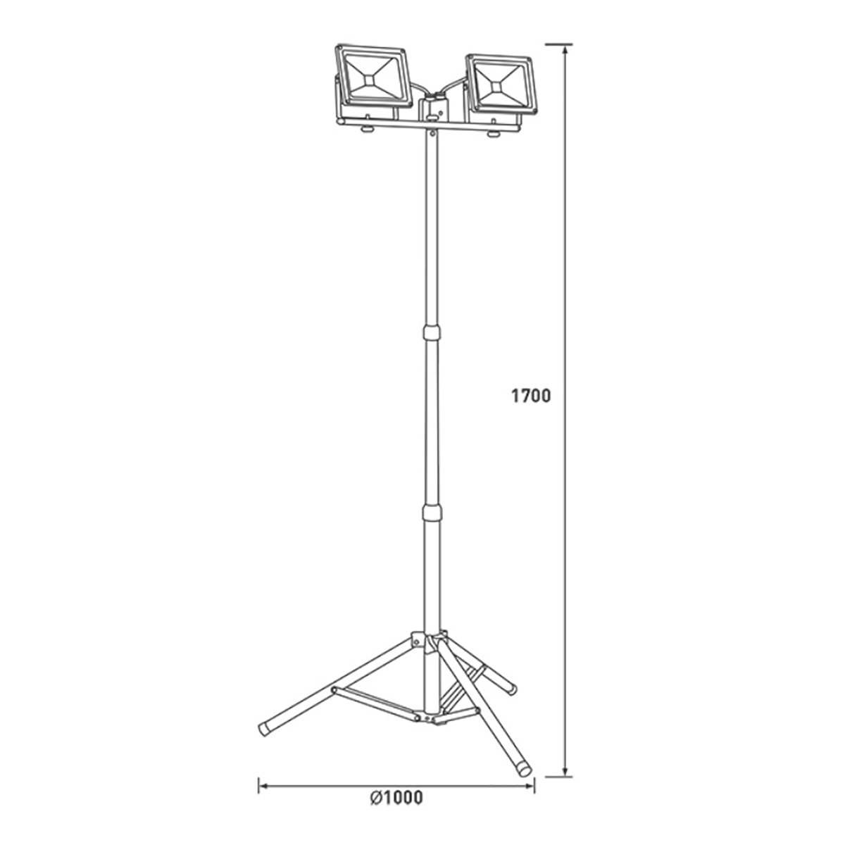 Luceco, Lámpara de Trabajo LED con Tripié y Doble Cabezal - 20W