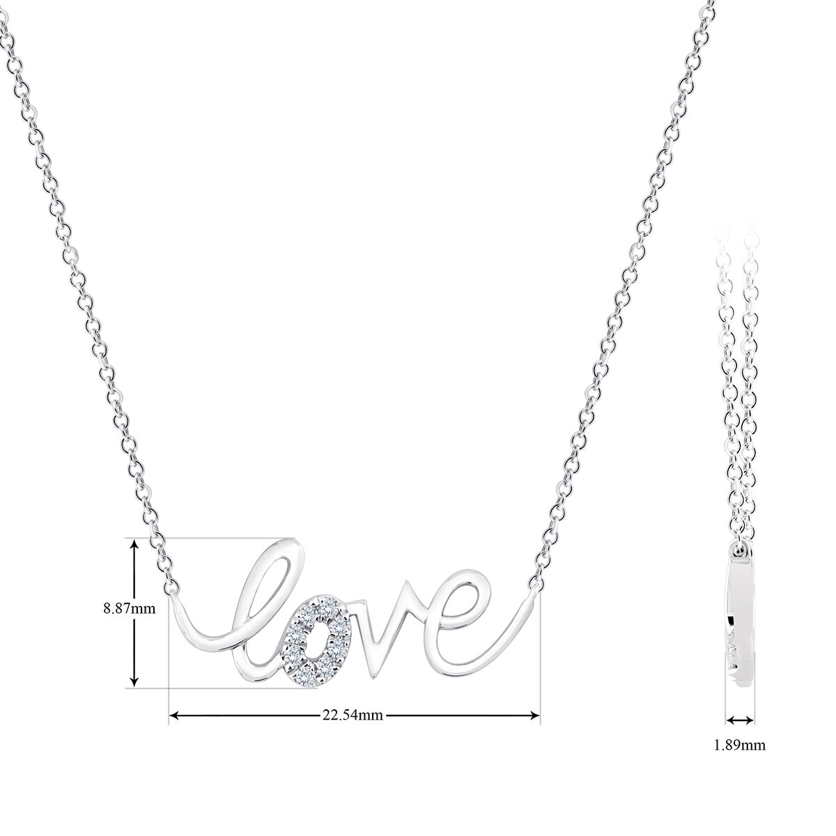 Dije de 'Love' de Diamantes, 0.05ctw, Oro Blanco 14K