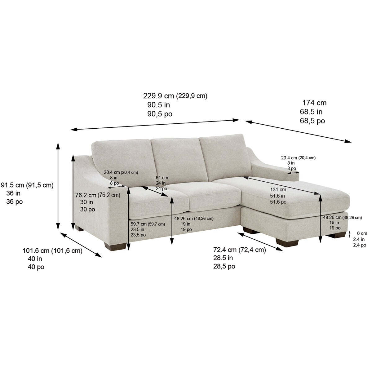 Thomasville , Sofá de Tela Tipo Chaise de 2 Piezas