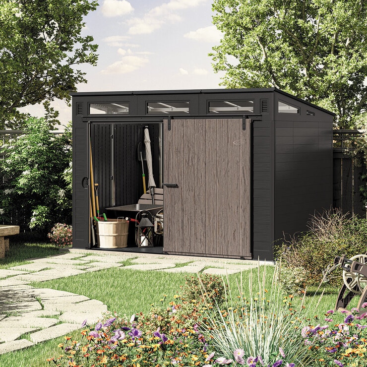 Suncast, Modernist Cobertizo de Almacenamiento de 3m x 2.1m con Puerta Corrediza