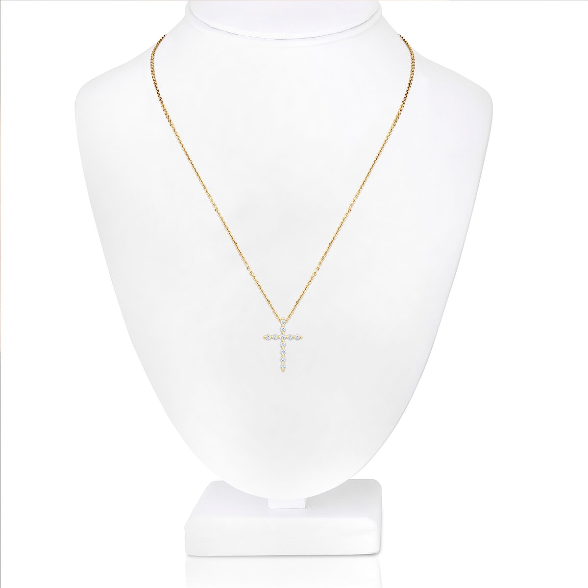 Dije de Cruz de Diamantes, Oro Amarillo 14K