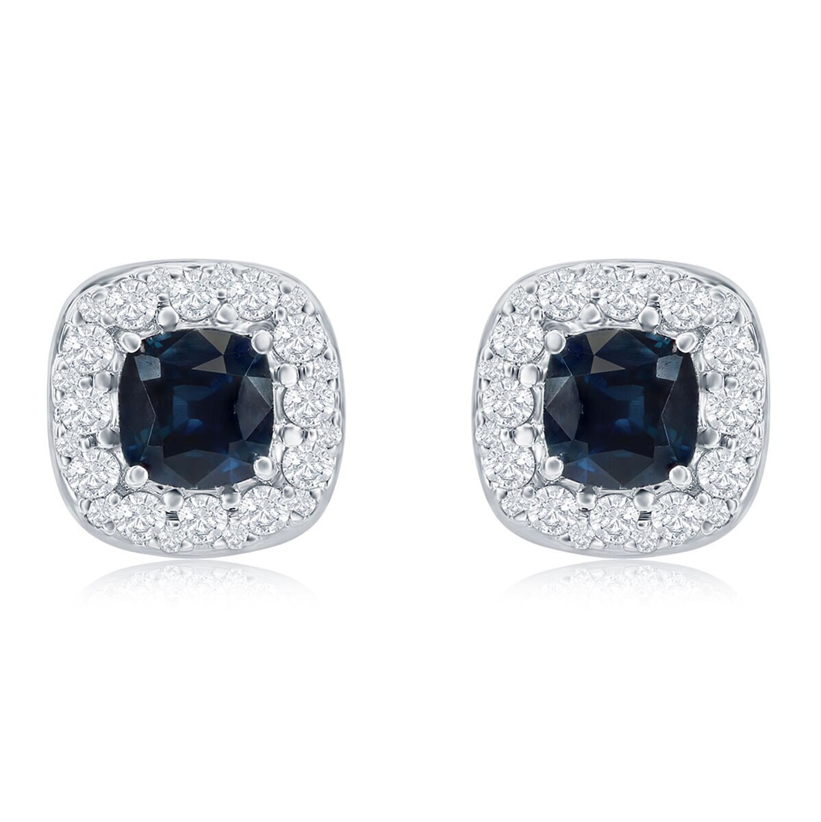Aretes de Zafiro Azul y Diamantes Oro de 14K
