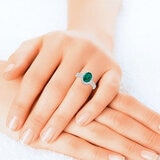 Anillo de Esmeralda Creada con Diamantes, 0.33ctw, Oro Blanco 14K