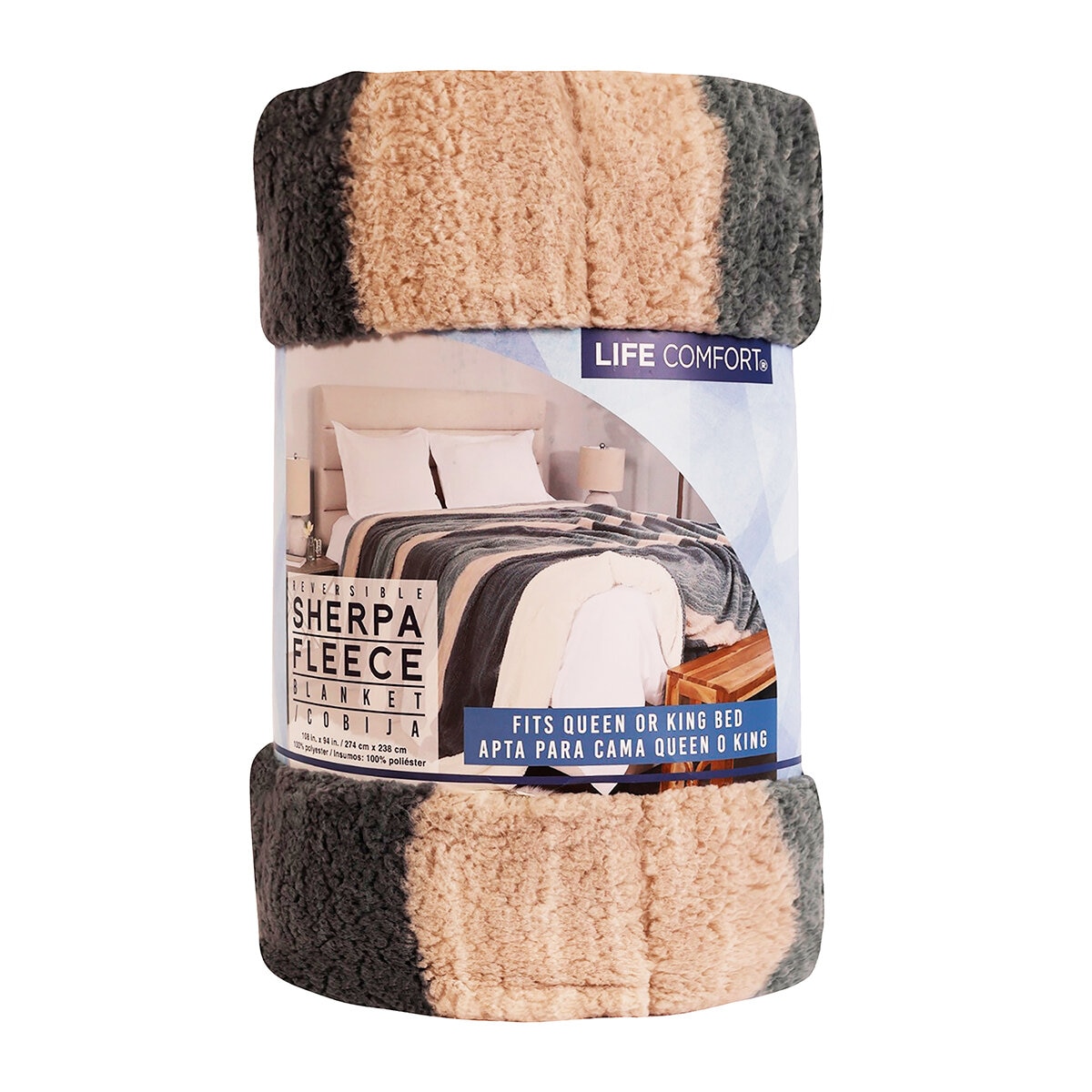Life Comfort Cobija Tamaño Queen/ King, Multi Stripe