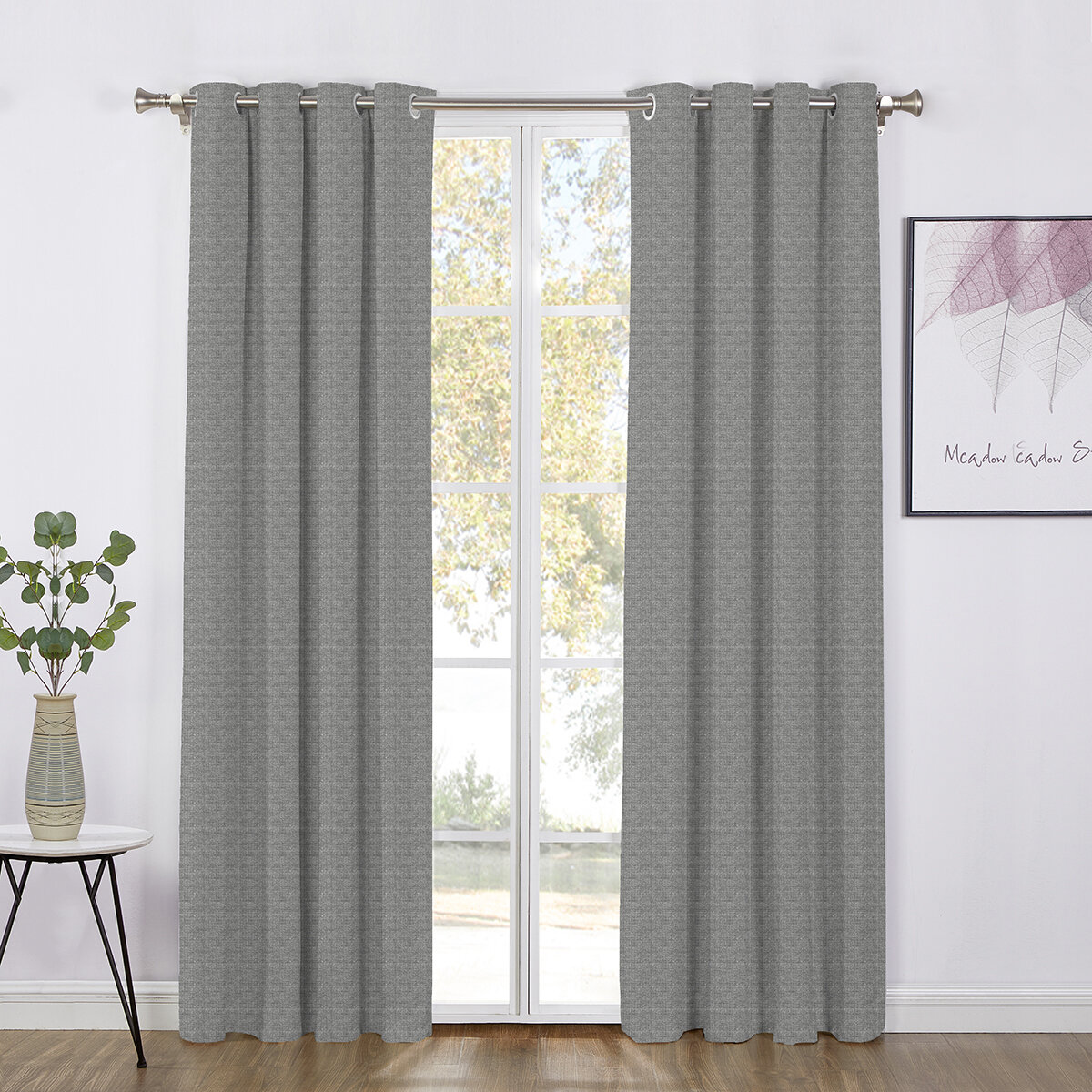 SUN + BLK, Cortina con Bloqueo Total de Luz 132 cm x 241 cm, GREY 52X95 F