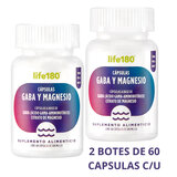 Life 180 GABA + Citrato de Magnesio 2 Frascos de 60 Cápsulas c/u Life 180 GABA + Citrato de Magnesio 2 Frascos de 60 Cápsulas c/u