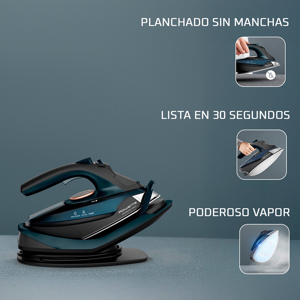 Rowenta, Plancha de Vapor Inalámbrica Freemove Force con Suela de Acero Inoxidable Rowenta, Plancha de Vapor Inalámbrica Freemove Force con Suela de Acero Inoxidable