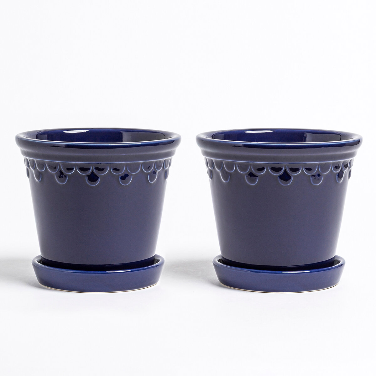 Over & Back, Chelsea Set de 2 Macetas de Cerámica Azul