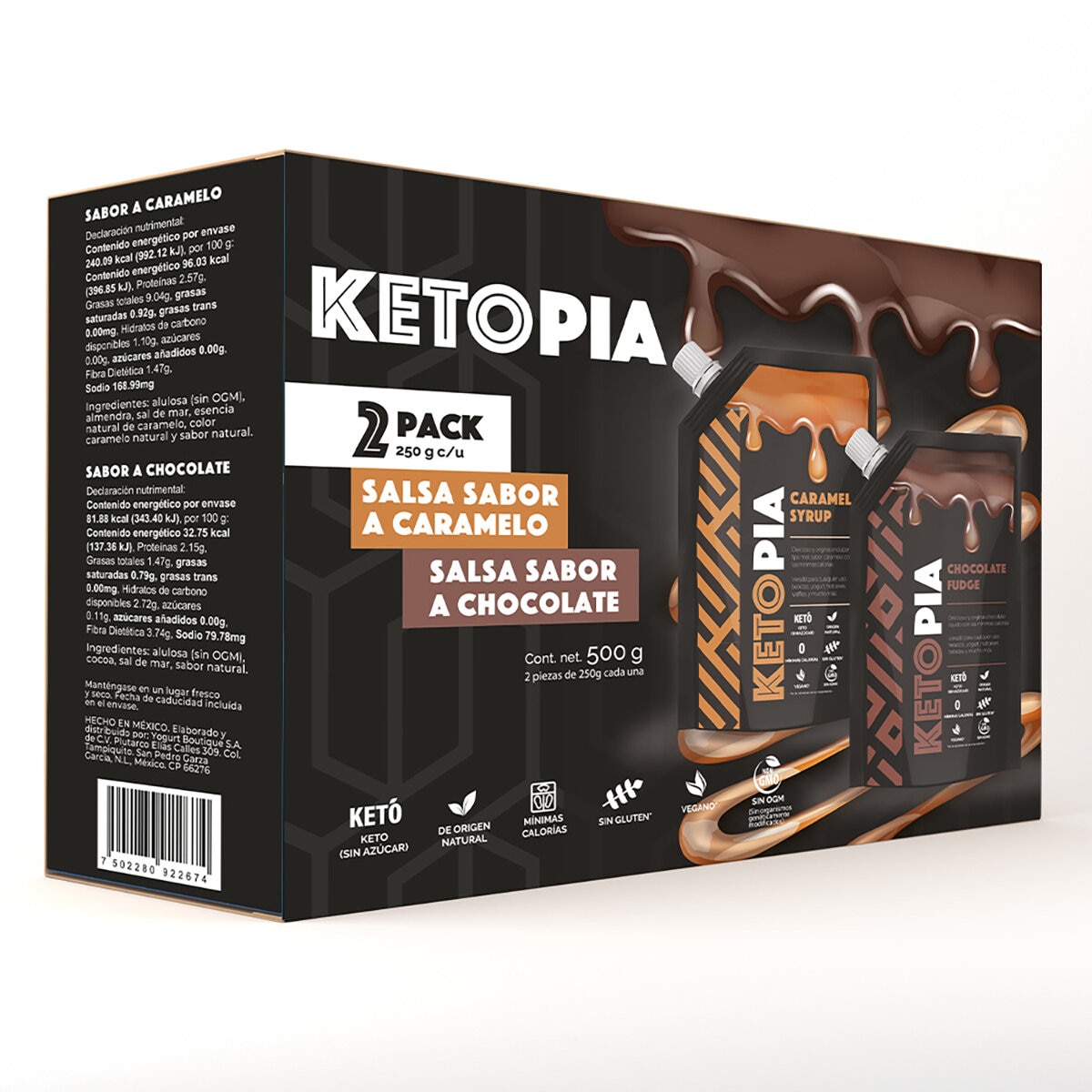 Ketopia Salsas Sabor Caramelo y Chocolate 2pzas 250 g