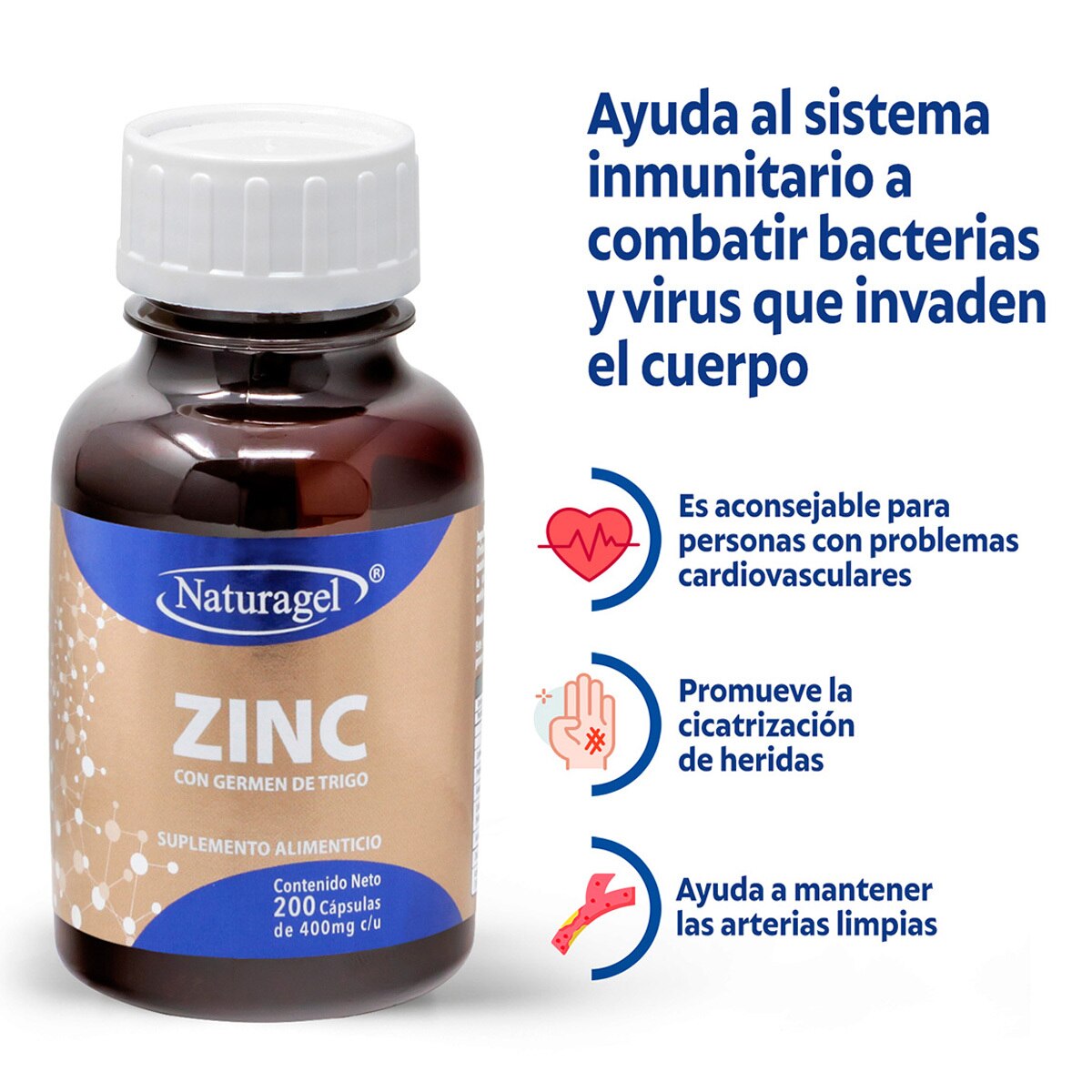 Naturagel Zinc con Germen de Trigo 200 Cápsulas