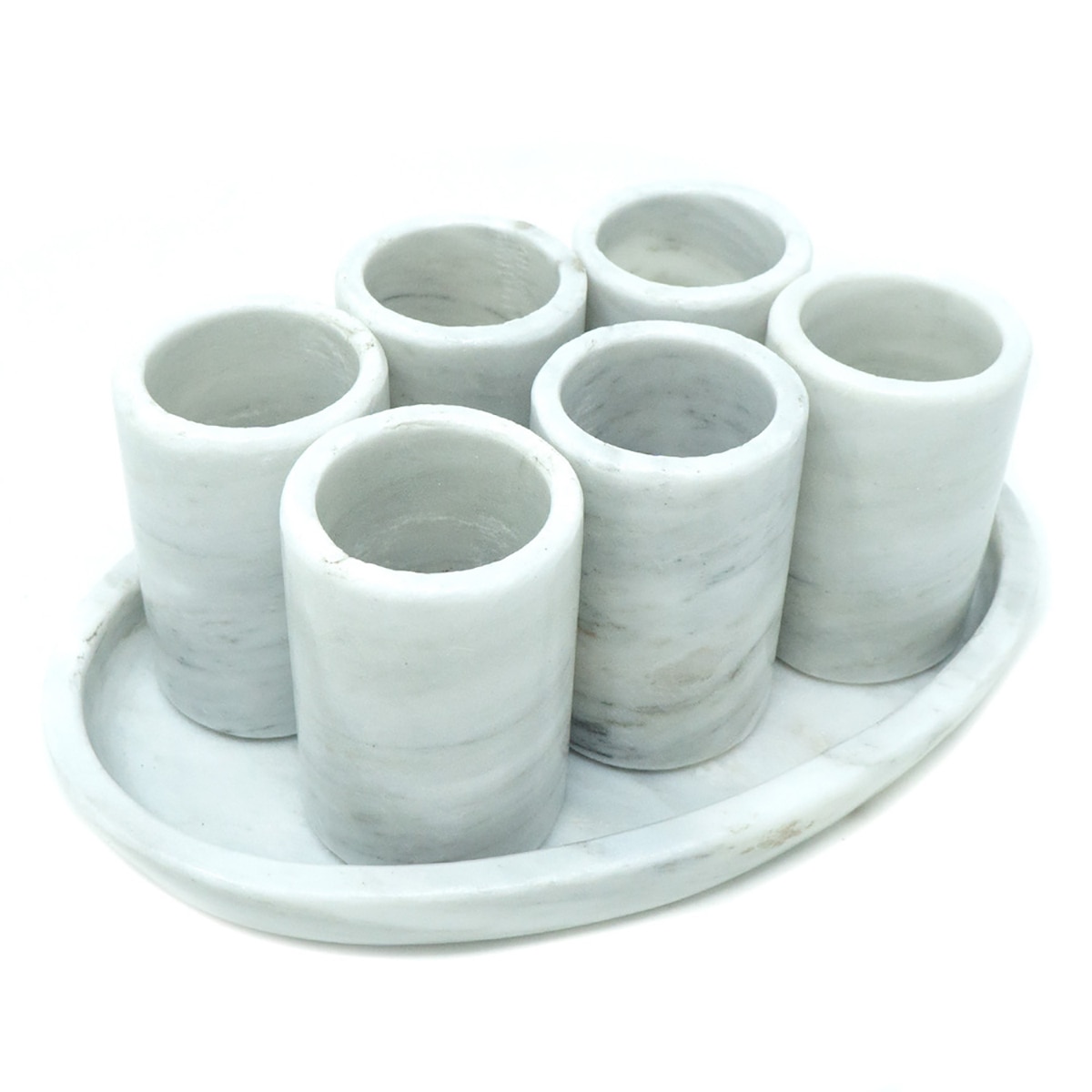 Luhom, Set de Tequileros y Base de Mármol 6 Piezas Varios Colores