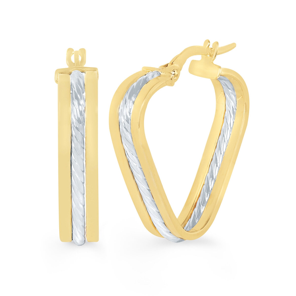 Aretes, Arracadas de Cuerda Triangular, Oro Amarillo de 14K