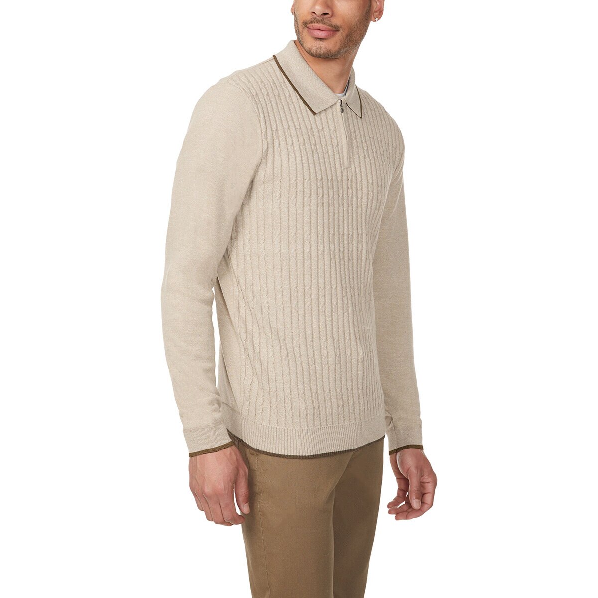 Buffalo David Bitton Suéter tipo polo para Caballero Café Chica Buffalo David Bitton Suéter tipo polo para Caballero Café Chica