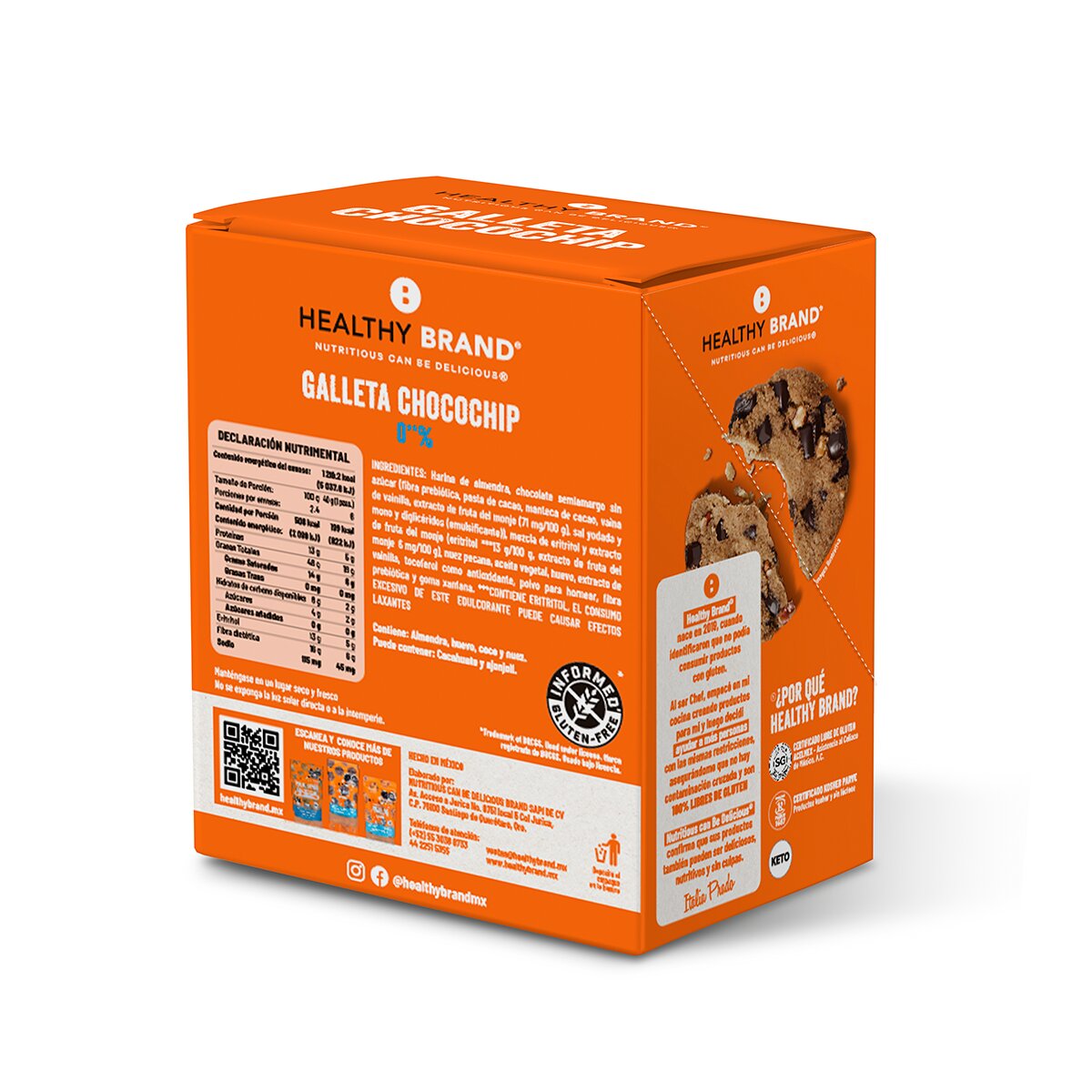 Healthy Brand Galletas Keto con Chispas de Chocolate 6 pzas de 40 g