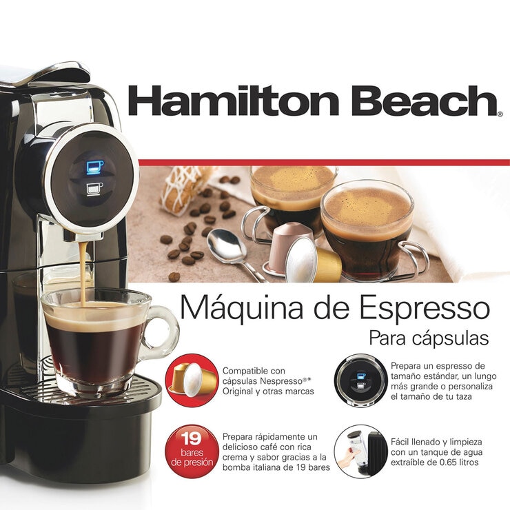 Hamilton Beach Cafetera Compatible con Cápsulas Nespresso Original