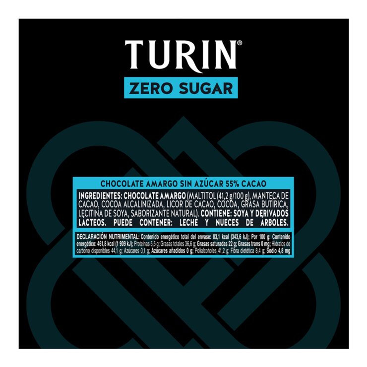 Turín Chocolate Amargo Sin Azúcar 400 g