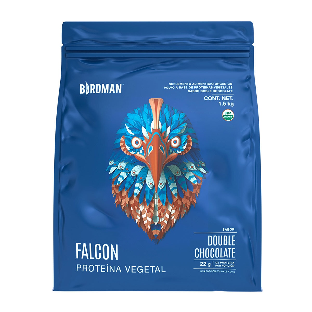 Birdman Falcon Proteína Vegetal Orgánica Sabor Doble Chocolate 1.5 kg