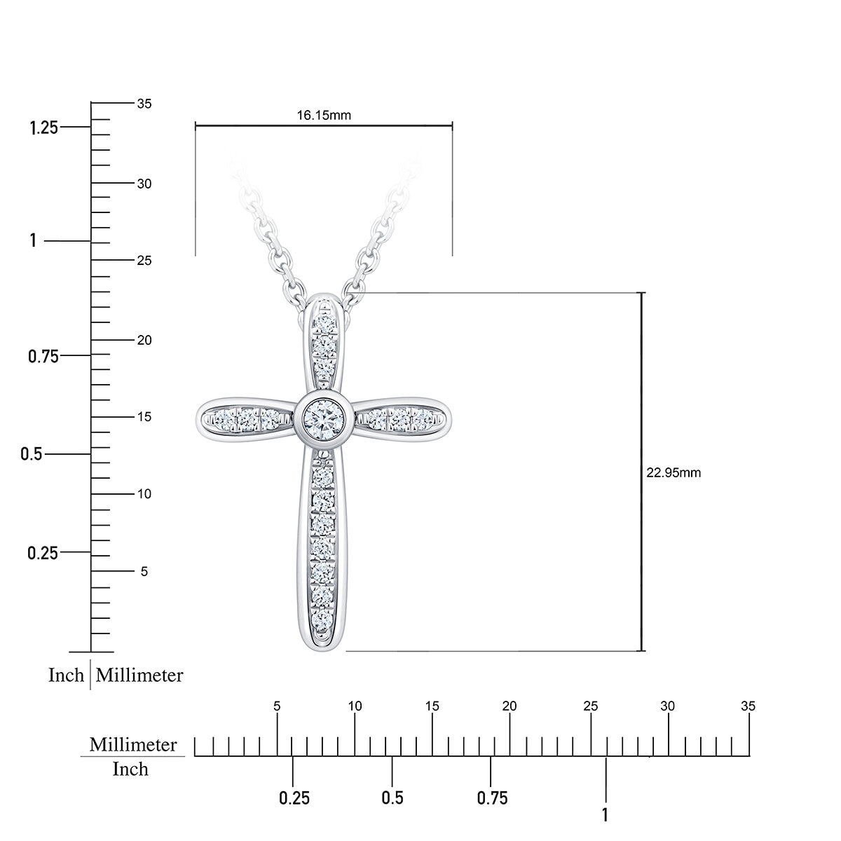 Dije de Cruz de Diamantes 0.20ctw, Oro Blanco 14K