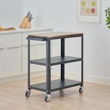 Trinity Carrito de Metal para Cocina de 3 Niveles con Superficie de Madera de Acacia