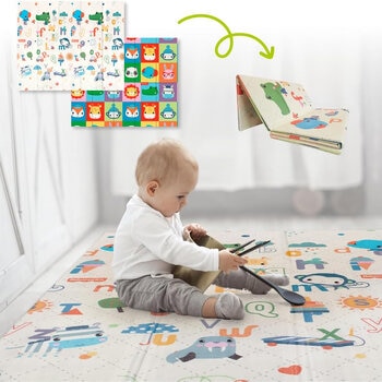 Eckhert Kids, Tapete de Juego Portátil de Doble Vista Zoológico del Alfabeto