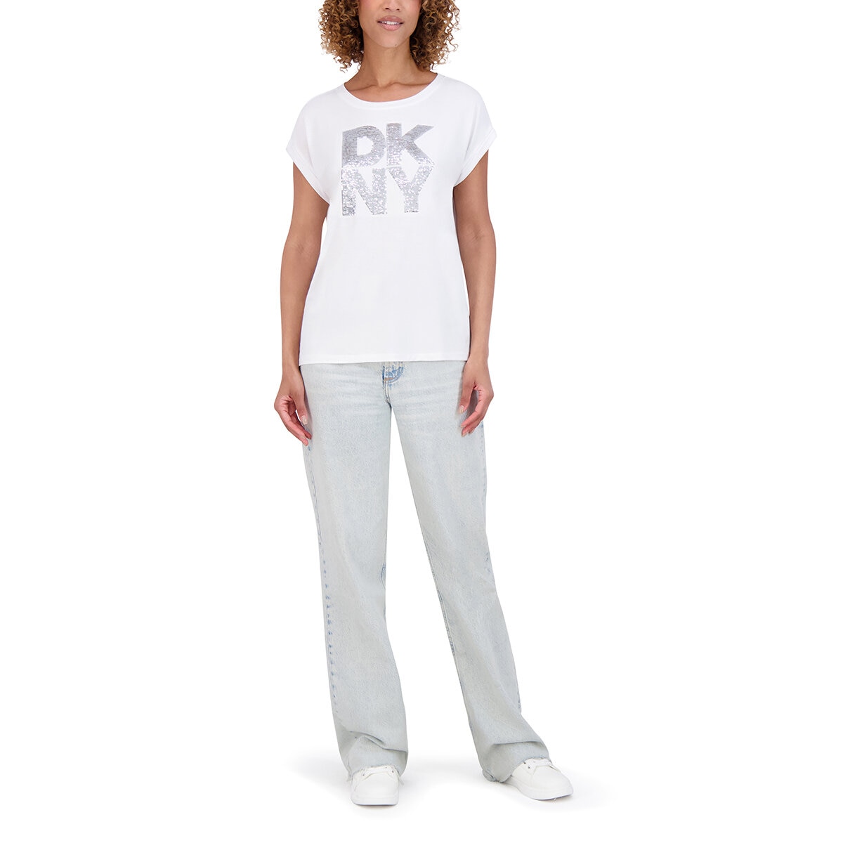 DKNY Playera para Dama Blanco Extra Chica