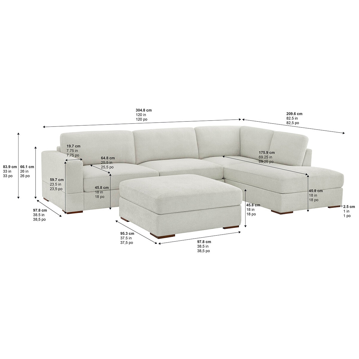 Thomasville, Seccional de Tela de 3 Piezas con Otomano