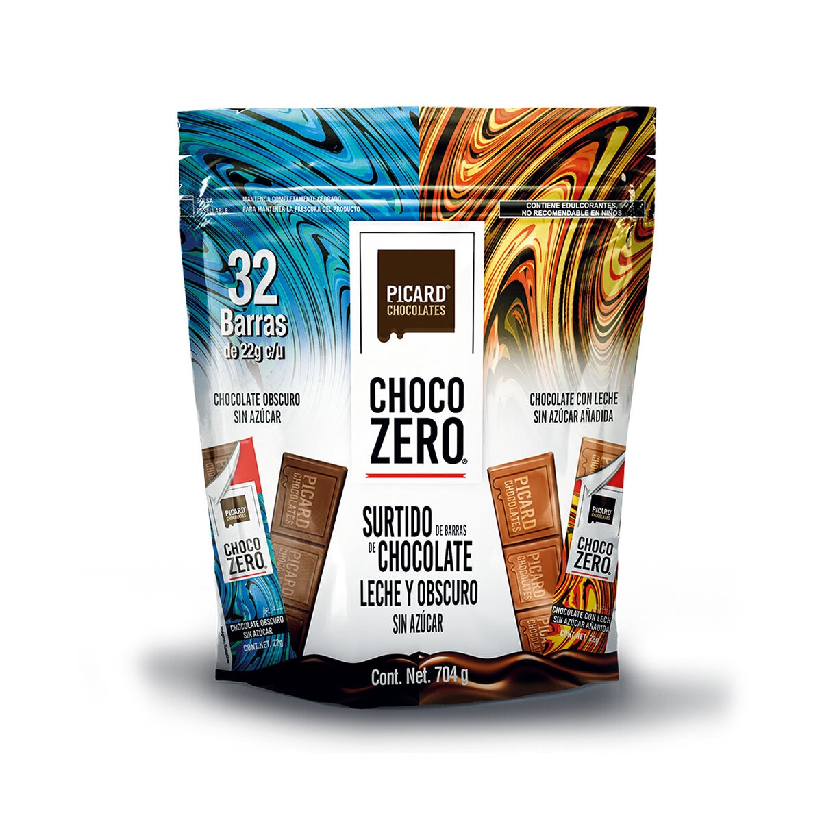 Picard Chocozero Surtido de Barras de Chocolate sin Azúcar 32 pzas de 22 g