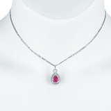 0.35ctw, Collar de Zafiro Rosa y Diamantes, Oro Blanco de 18kt