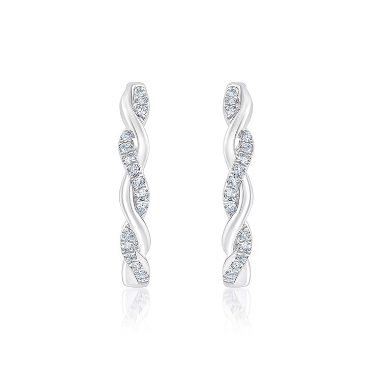 Aretes, Arracadas de Diamantes 0.20ctw, Oro Blanco de 14K