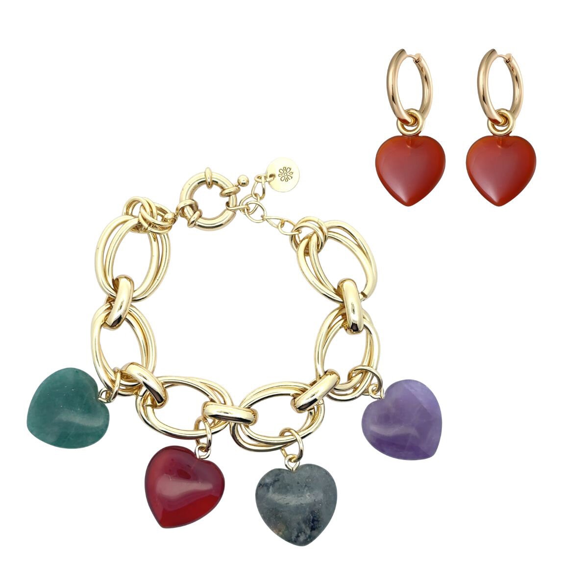 Mayfer, Juego Pulsera y Aretes con Piedra Natural