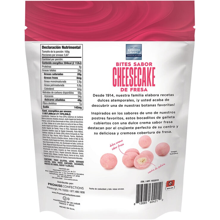 Edward Marc Bites Sabor Cheesecake de Fresa 567 g