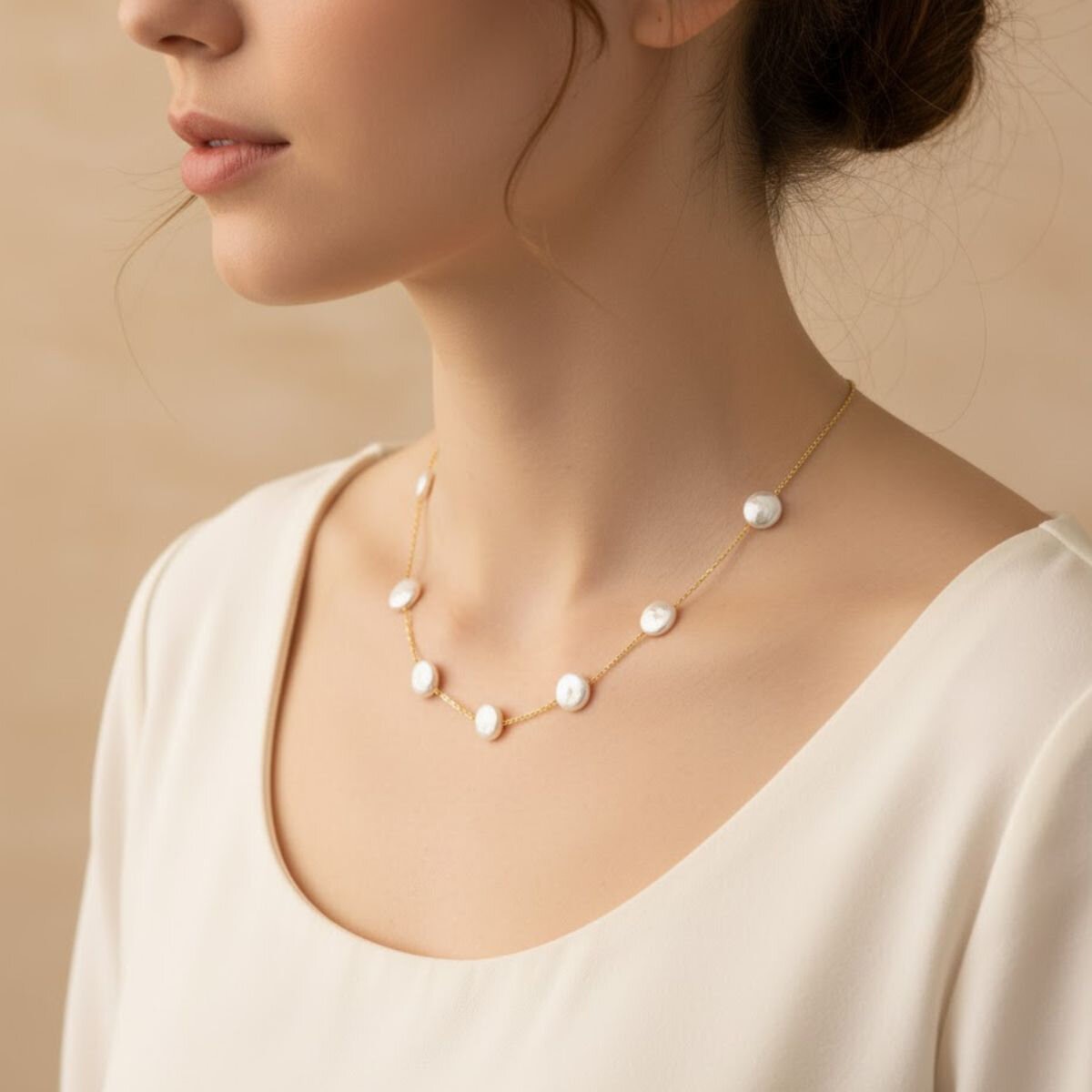 Mayfer, Collar en Aleación de Metal, con Perlas Naturales para Dama