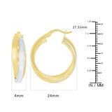 Aretes, Arracadas Doble Fila, Oro Dos Tonos 14K