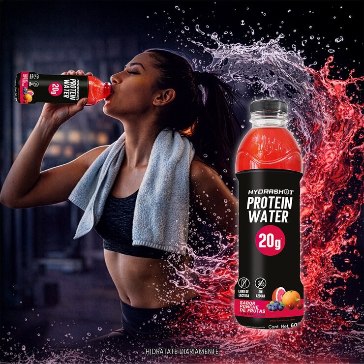 Hydrashot Bebida de Proteína + Electrolitos con 20 g de Proteína 18 / 600 ml