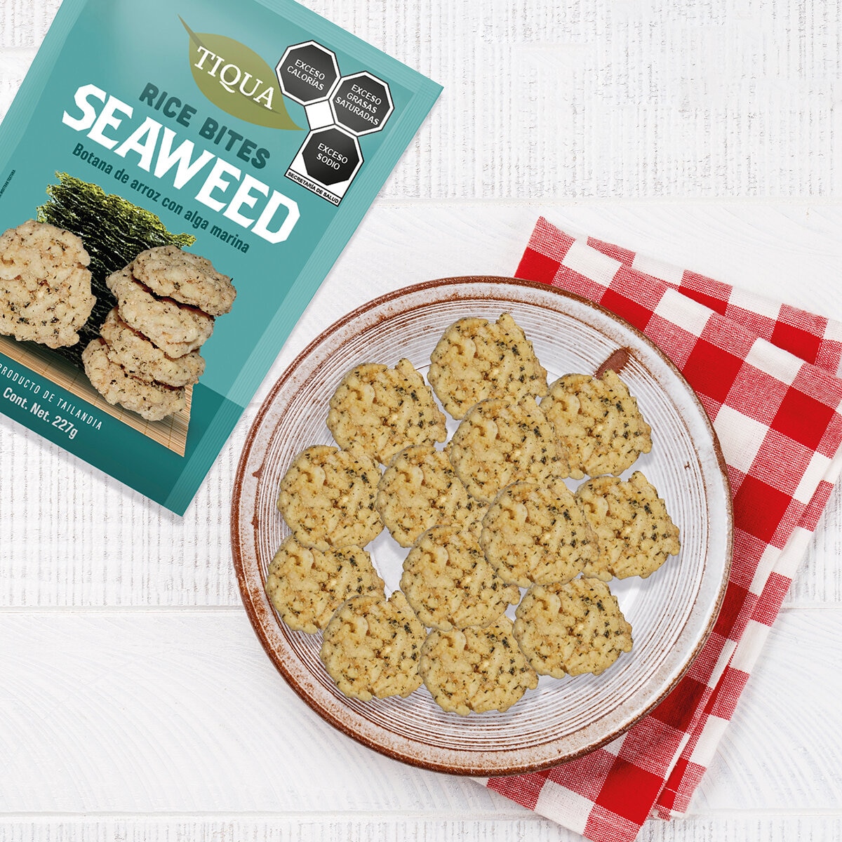 Tiqua Botanas de Arroz con Alga Marina 227 g