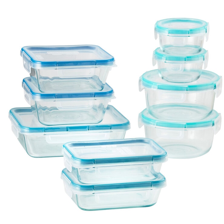 Snapware Pure Pyrex Glass, Juego de Recipientes de Vidrio, 18 piezas
